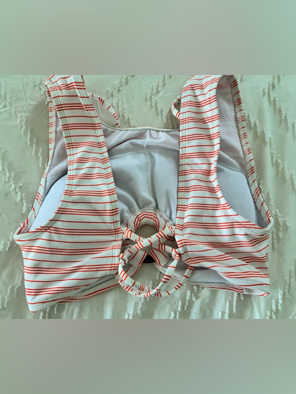 Bikini top Striped High-Neck Bralette & Neon Pink Triangle Bikini Top medium - Picture 3 of 7